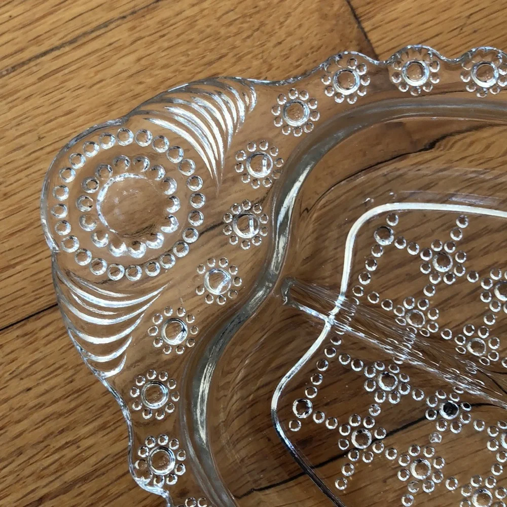Vintage Glass Jewelry tray/Relish dish
